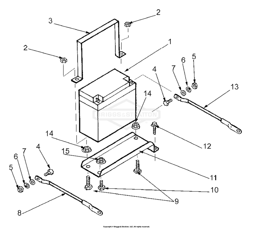 Battery And Fittings Diagram and Parts List for 1951-0  Briggs and Stratton Generator